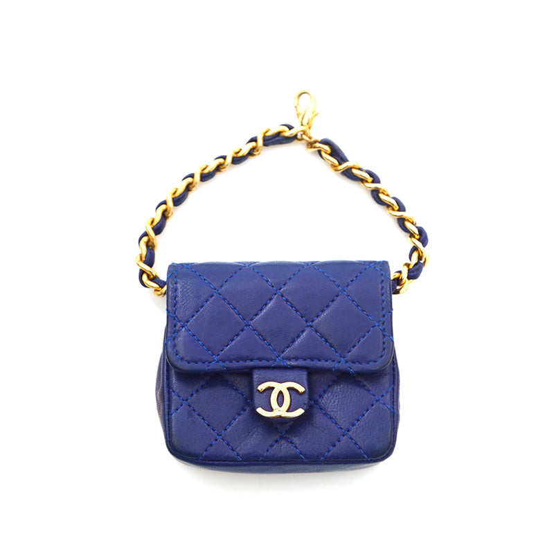 シャネル CHANEL ミニミニマトラッセ チェーン ポーチ ブルー