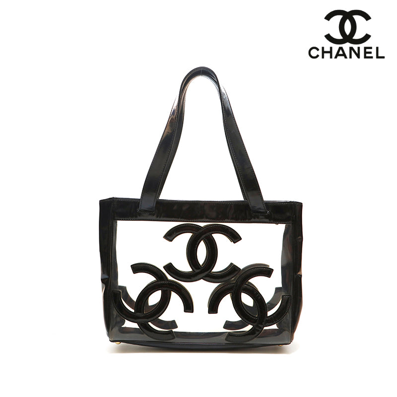 Chanel Triple Coco Vinyl Tote Handbag Black P15193 – NUIR VINTAGE