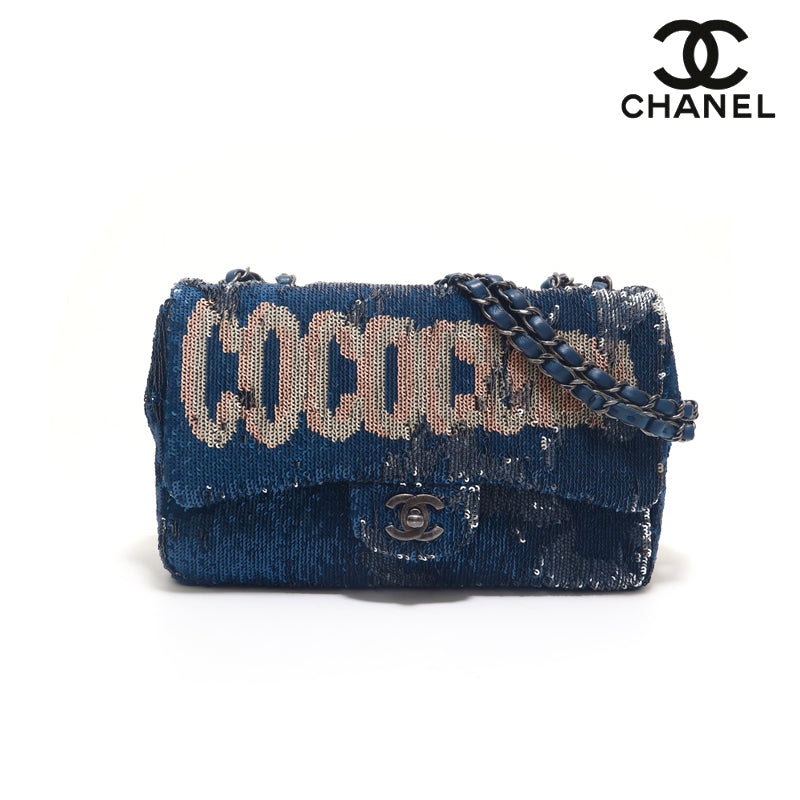 シャネル CHANEL ココキューバ スパンコール ショルダーバッグ ブルー ...