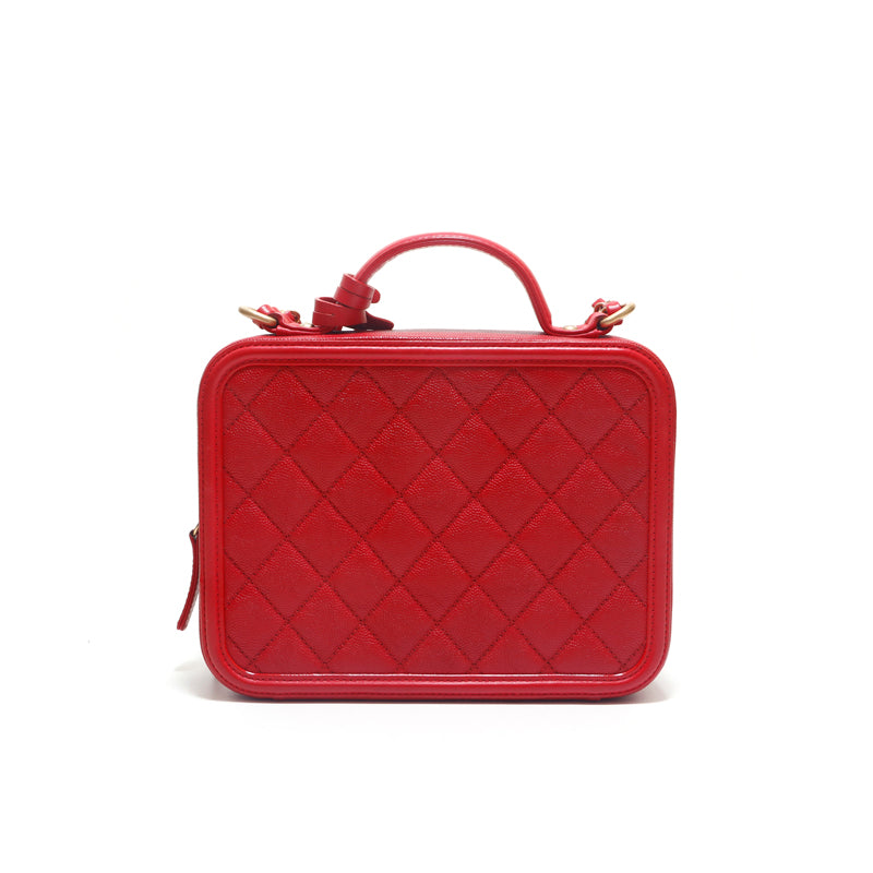 CHANEL CCフィリグリー　バニティ　レッド シャネル CHANEL キャビアスキン CCフィリグリー バニティ ハンド