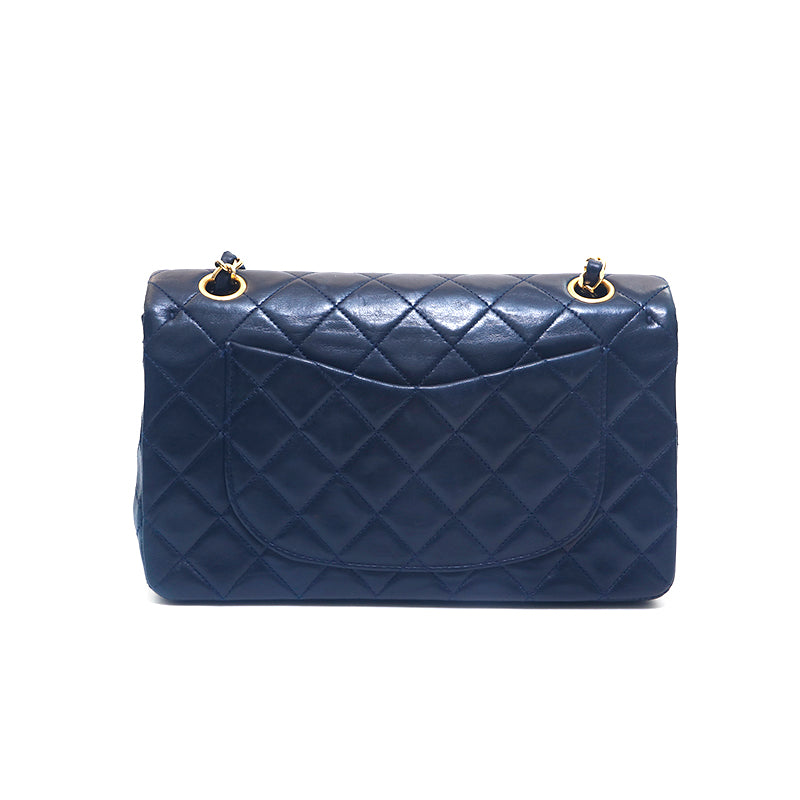 Chanel Double Flap Matelasse Coco Mark Shoulder Bag Leather Navy