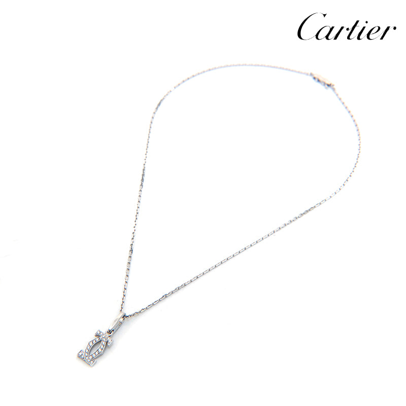 カルティエ CARTIER 2Cチャーム ダイヤ 750 7.62g ネックレス シルバー ...