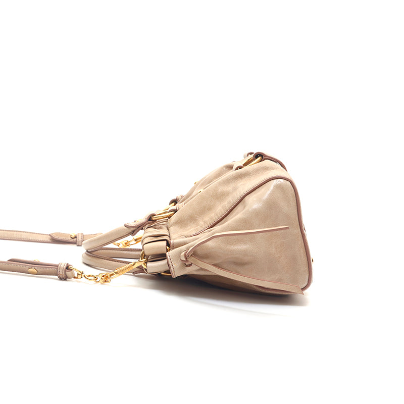 ミュウ ミュウ Miu Miu ロゴ 2WAY ショルダー ハンドバッグ ベージュ