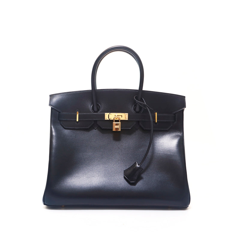 Hermes Birkin 35 Box Calf GP Hardware Handbag □F Engraved 2002 Hermes Birkin 35 Box Calf GP Hardware Handbag □F Engraved 2002