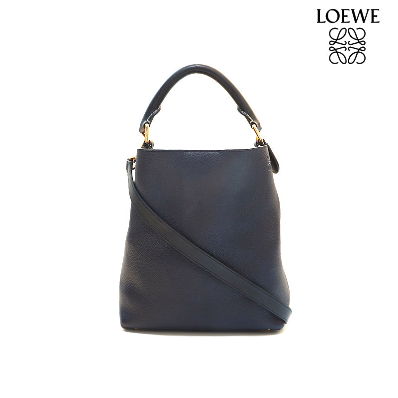 ロエベ LOEWE バケット ショルダーバッグ レザー ネイビー P16054