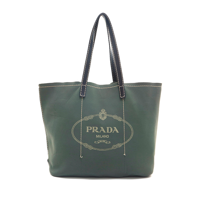 PRADA Logo Canvas Tote Bag Green P16064 – NUIR VINTAGE