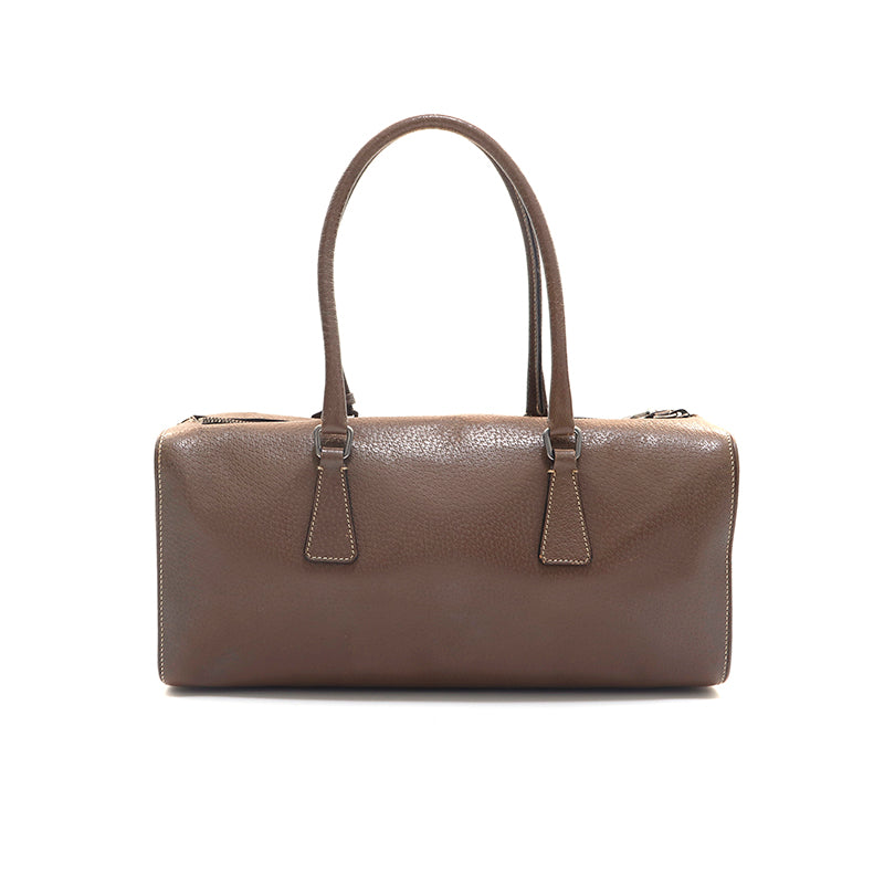 PRADA Logo Handbag Leather Brown P16067 – NUIR VINTAGE
