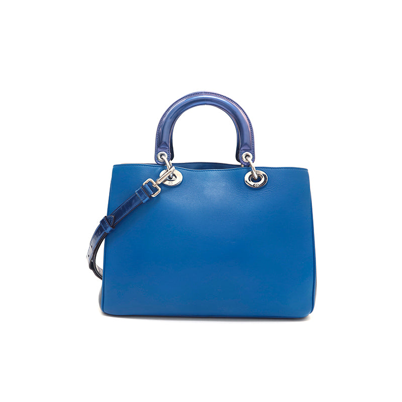 Christian Dior Dior Diorissimo 2way Shoulder Bag Leather Blue