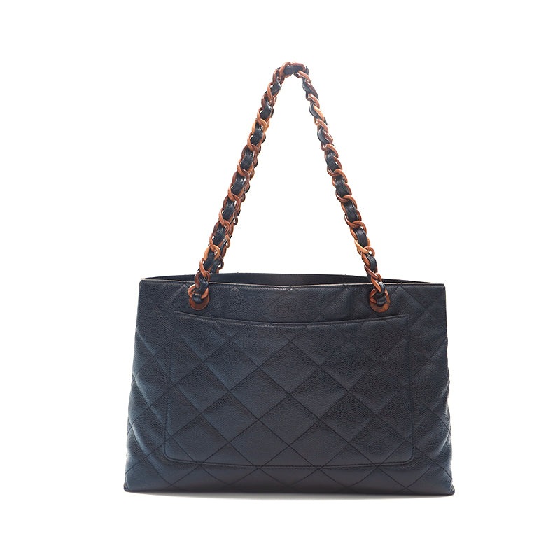 シャネル CHANEL キャビアスキン プラチェーン トートバッグ