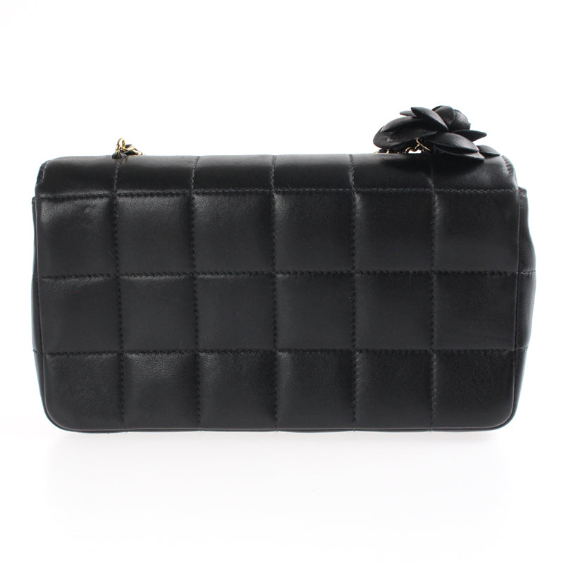 Chanel Chocolate Bar Mini Chain Shoulder Bag Leather Black P2828