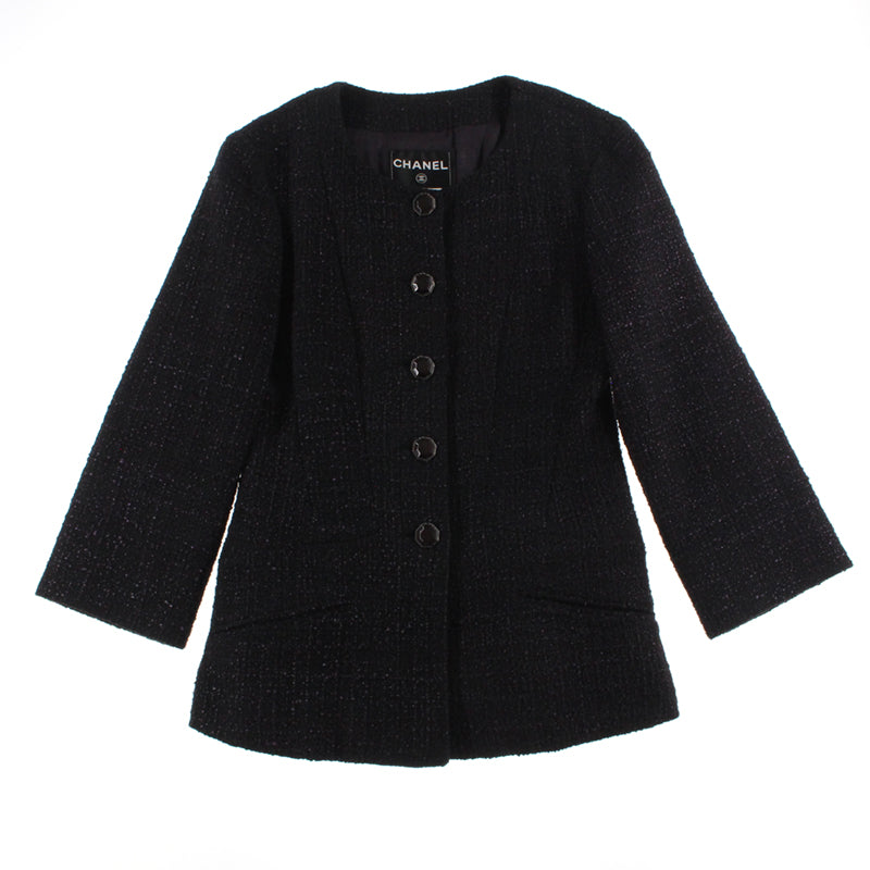 ⭐️vintage⭐️シャネル　ツイードジャケット　金ボタン　緑　黒　38 M シャネル ジャケット CHANEL Jacket【正規品・専門店】シャネル