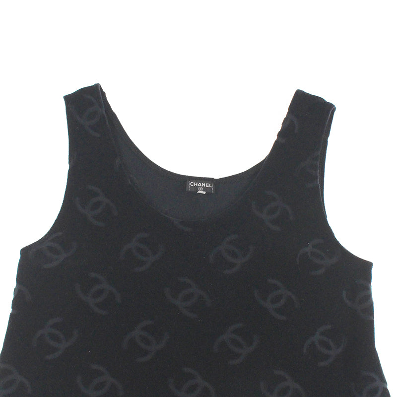 シャネル CHANEL ココマーク ノースリーブ ワンピース 96P ベロア