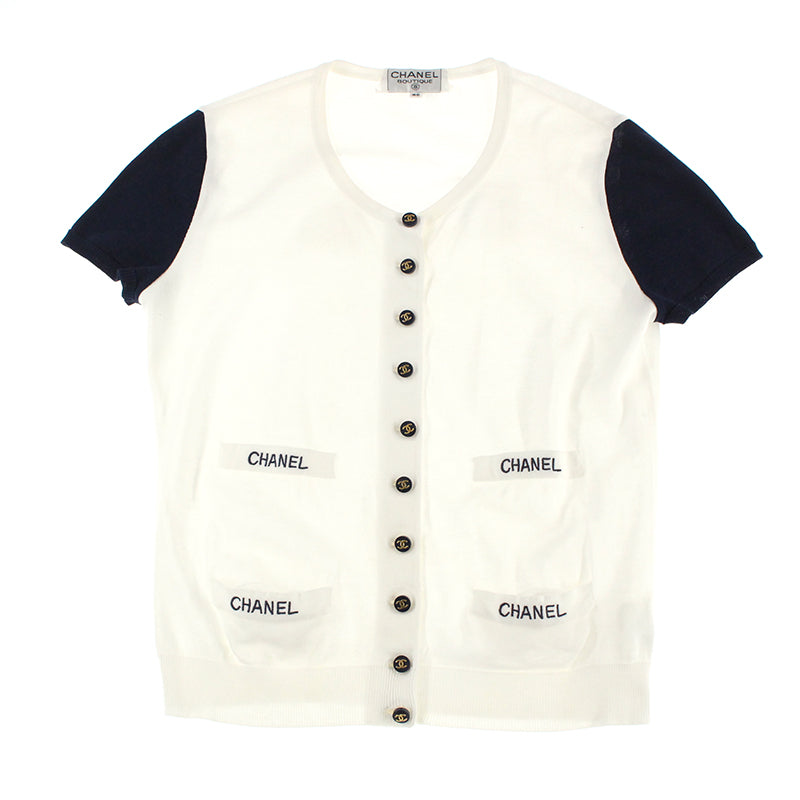 シャネル CHANEL ココボタン ロゴ バイカラー 半袖 トップス