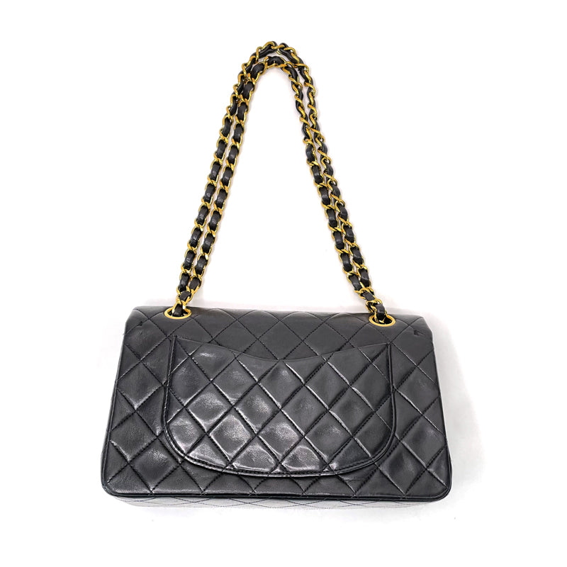 Chanel Double Flap Matelasse Coco Mark Shoulder Bag Leather Black