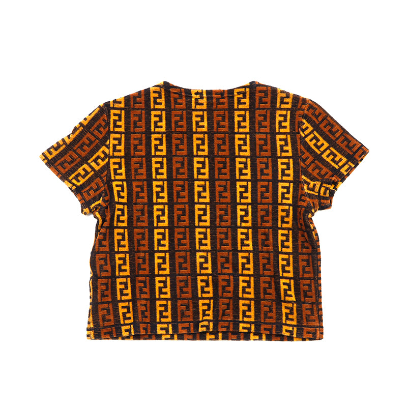 フェンディ FENDI パイル地 ズッカ柄 半袖Tシャツ ブラウン WS1320