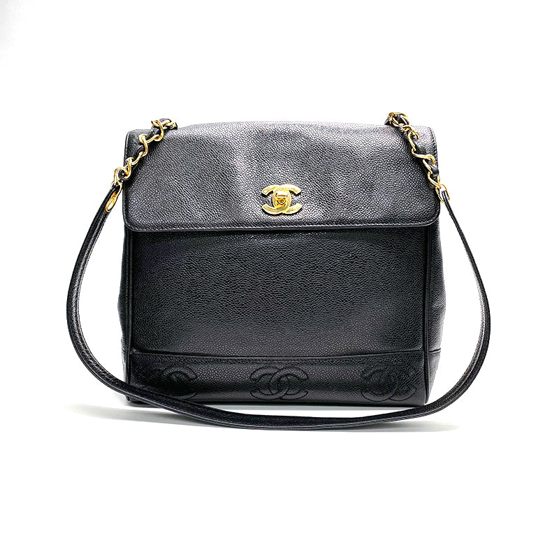 Chanel Triple Coco Chain Turnlock Shoulder Bag Black P16567 – NUIR