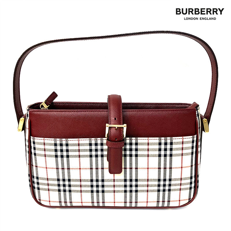 【美品】BURBERRY 箱付き チェック柄 ショルダーバッグ バーバリー バーバリー BURBERRY チェック柄 ショルダーバッグ PVC ベージュ