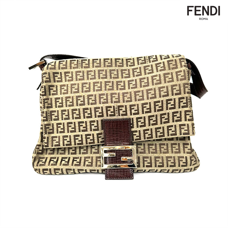 [FENDI] ベージュ キャンバス ショルダーバッグ FENDI フェンディ ミニ チェーンショルダーバッグ ペカン
