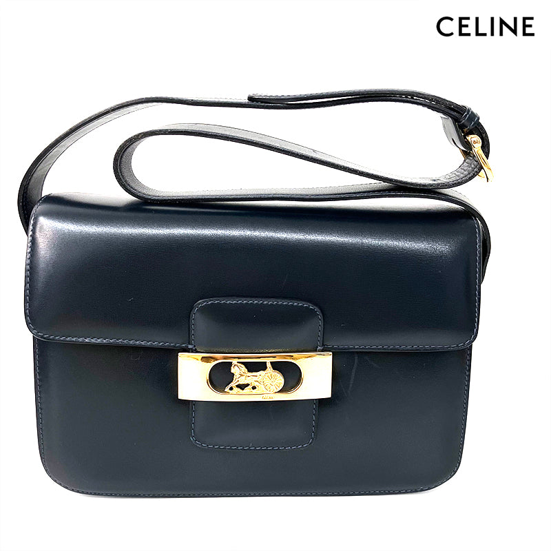 CELINE Shoulder Bag VINTAGE Used Classic Lambskin Black WS2055
