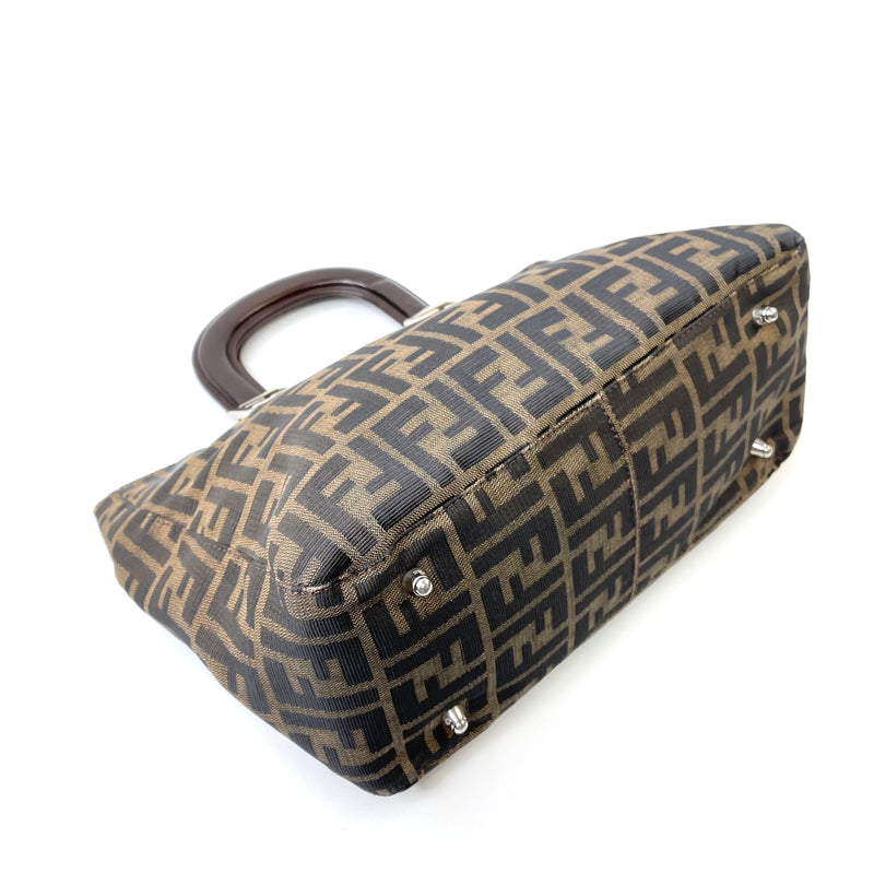 フェンディ FENDI ズッカ レザー キャンバス 総柄 ハンドバッグ