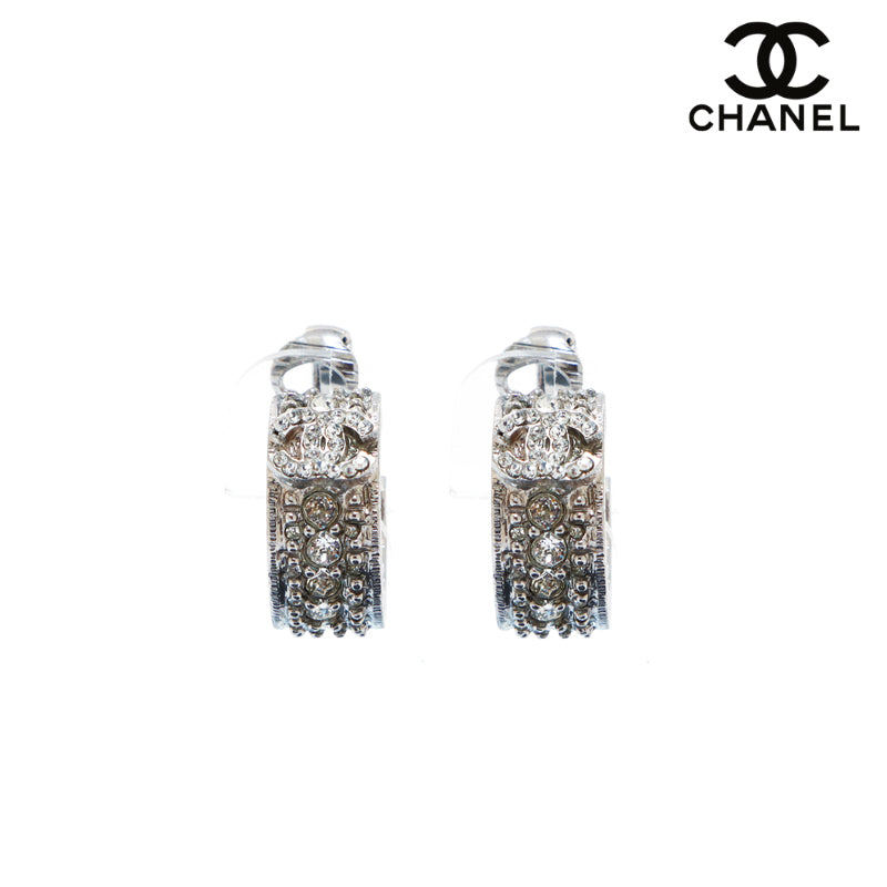 シャネル CHANEL ココマーク ラインストーン B14C フープ イヤリング 