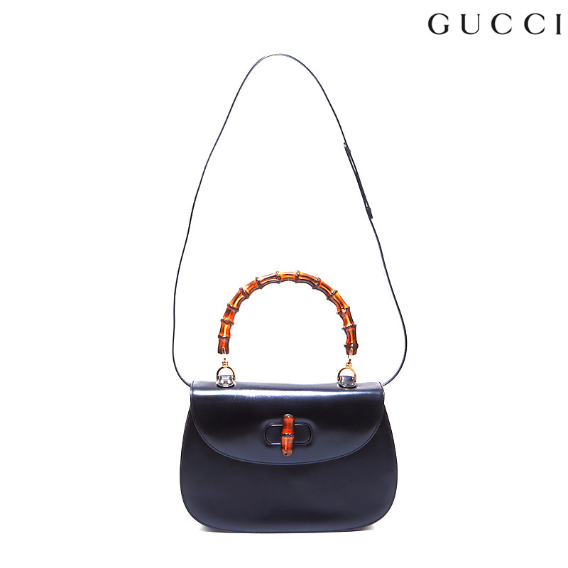 グッチ GUCCI バンブー レザー 2WAY ショルダーバッグ ブラック WS3242