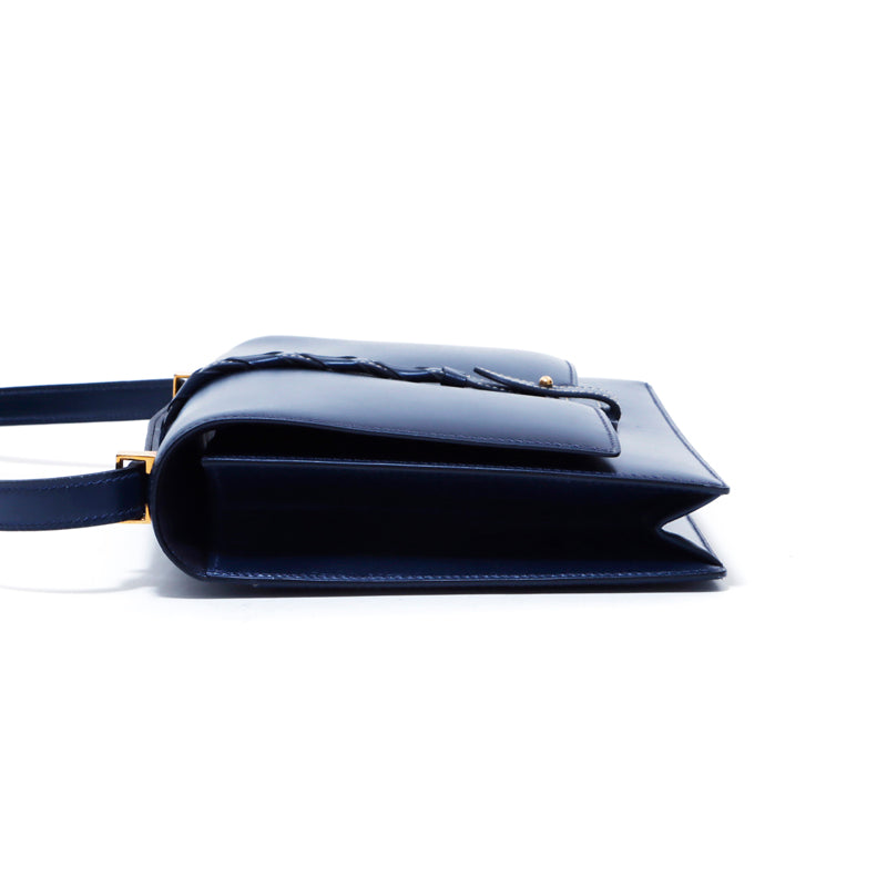 エルメス HERMES ボックス カーフ○L ショルダーバッグ ネイビー