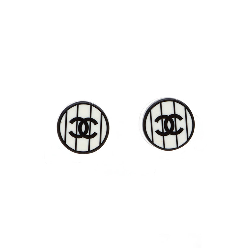 シャネル CHANEL ココマーク ラウンド プラスチック ピアス ブラックx 