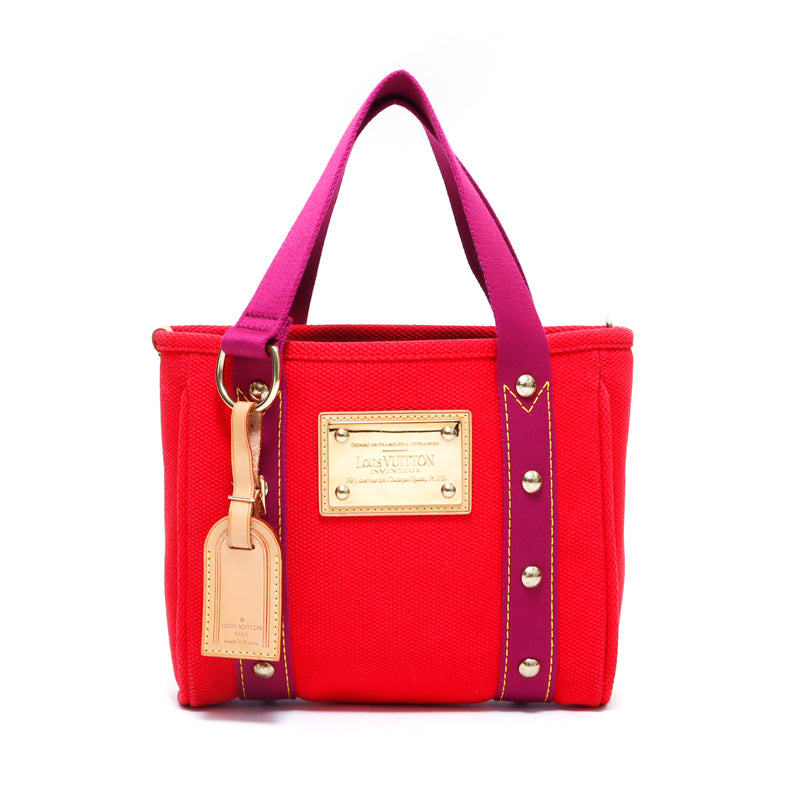 ルイ・ヴィトン LOUIS VUITTON ハンドバッグ 麻・リネン レッド WS3739