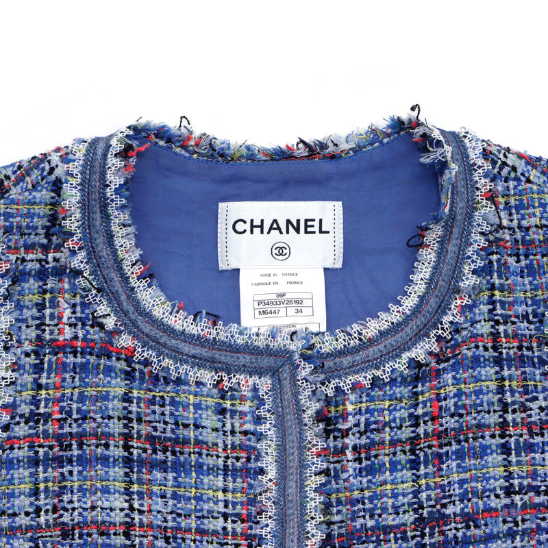 シャネル CHANEL ツイード ノースリーブ ワンピース コットン マルチ