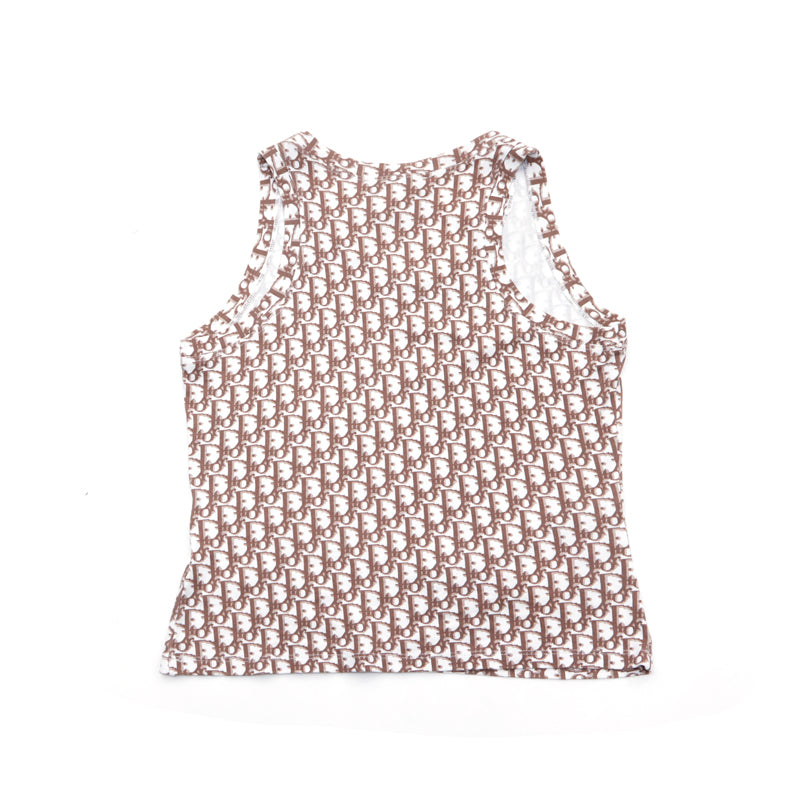 Christian Dior Trotter Logo Cotton Size 40 Tank Top Beige x White