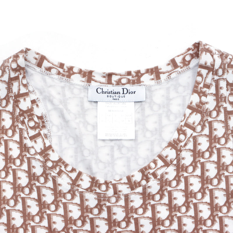 Christian Dior Trotter Logo Cotton Size 40 Tank Top Beige x White