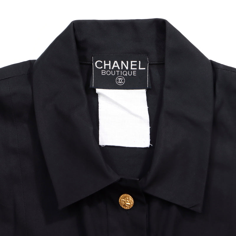 CHANEL シャネル　ヴィンテージ　ワンピース　半袖　ココマークボタン レア品】CHANEL シャネル ワンピース 半袖シャツ ココマーク