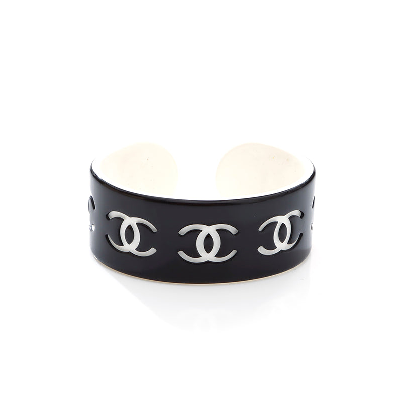 シャネル CHANEL ココマーク バングル ブラック×ホワイト WS5691