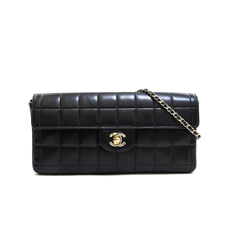 シャネル CHANEL チョコバー チェーン ショルダーバッグ ブラック