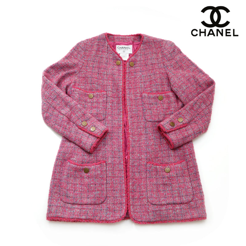 シャネル CHANEL ツイード ウール ジャケット ピンク系 eit1294 – NUIR