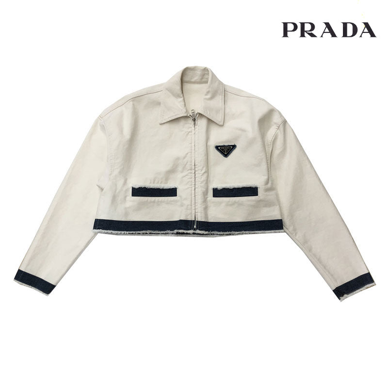 プラダ PRADA トライアングルロゴ ジャケット デニム ホワイト