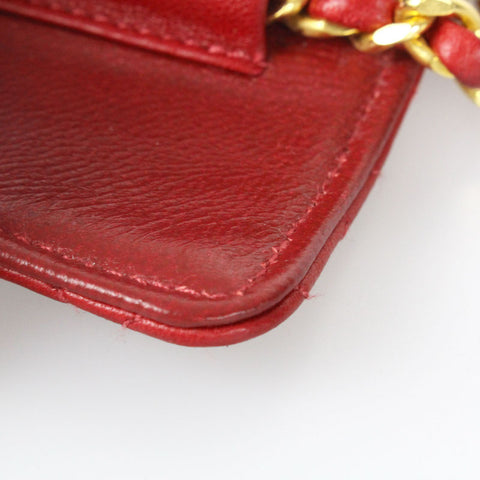 CHANEL Mini Mini Matelasse Gürtel Fehlendes Leder COCO Mark Beutel Leder Rot eit0111P1376