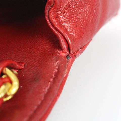 CHANEL Mini Mini Matelasse Gürtel Fehlendes Leder COCO Mark Beutel Leder Rot eit0111P1376