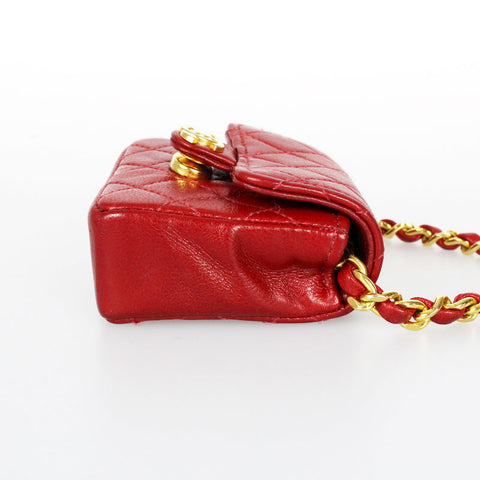 Chanel Mini Mini Matelasse -Gürtel aus saiternder Leder Coco Mark Beutel Leder Red EIT0111P1376