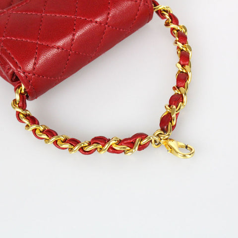 Chanel Mini Mini Matelasse -Gürtel aus saiternder Leder Coco Mark Beutel Leder Red EIT0111P1376