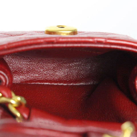 CHANEL Mini Mini Matelasse Gürtel Fehlendes Leder COCO Mark Beutel Leder Rot eit0111P1376