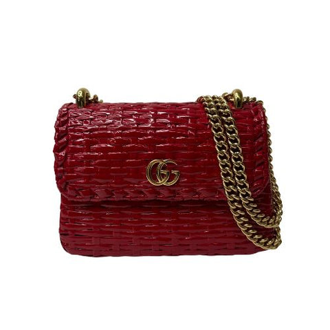 グッチ GUCCI GG ウィッカー チェーン ショルダーバッグ レッド WS2959