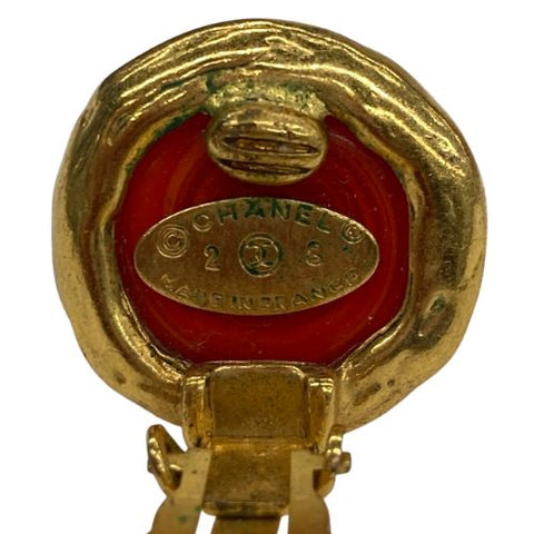 シャネル CHANEL ココマーク カラーストーン ラウンド イヤリング オレンジ WS1863