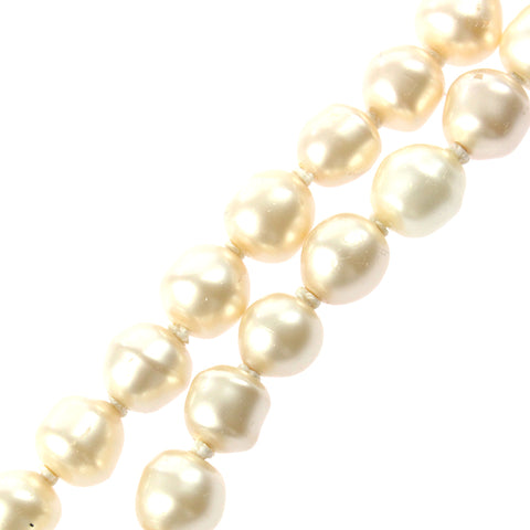 CHANEL Pearl Rhinestone Gripoa Vintage Necklace gold eit0035P6895