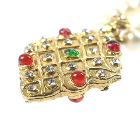 Chanel Pearl Rhinestone Gripore Vintage Necklace Gold eit0035P6895
