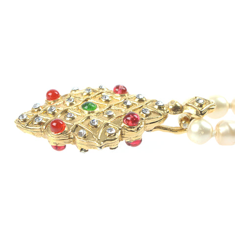 Chanel Pearl Rhinestone Gripore Vintage Necklace Gold eit0035P6895