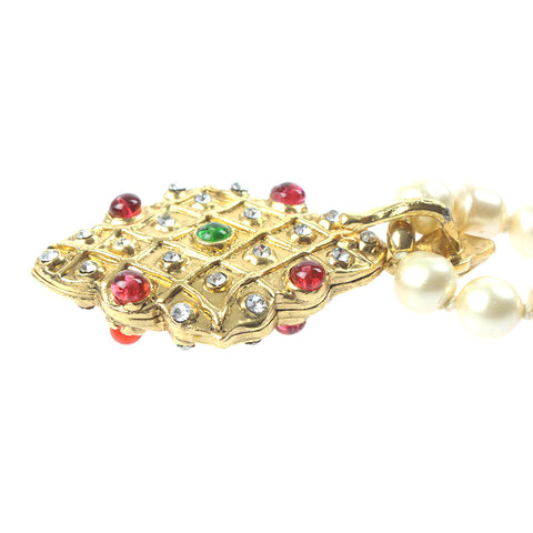 Chanel Pearl Rhinestone Gripore Vintage Necklace Gold eit0035P6895