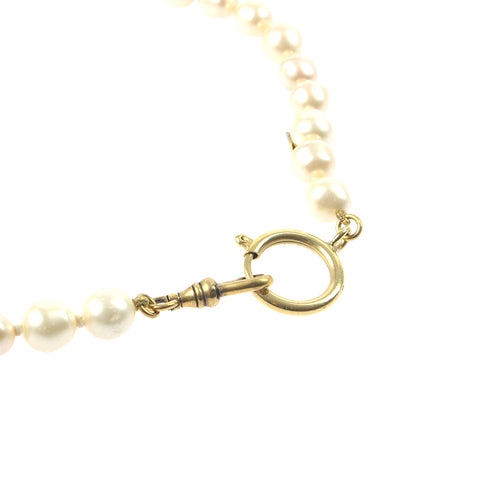CHANEL Pearl Rhinestone Gripoa Vintage Necklace gold eit0035P6895