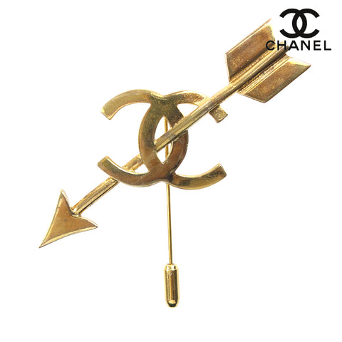 CHANEL COCO Mark arrow Brooch 2cc6 gold eit0026P7502